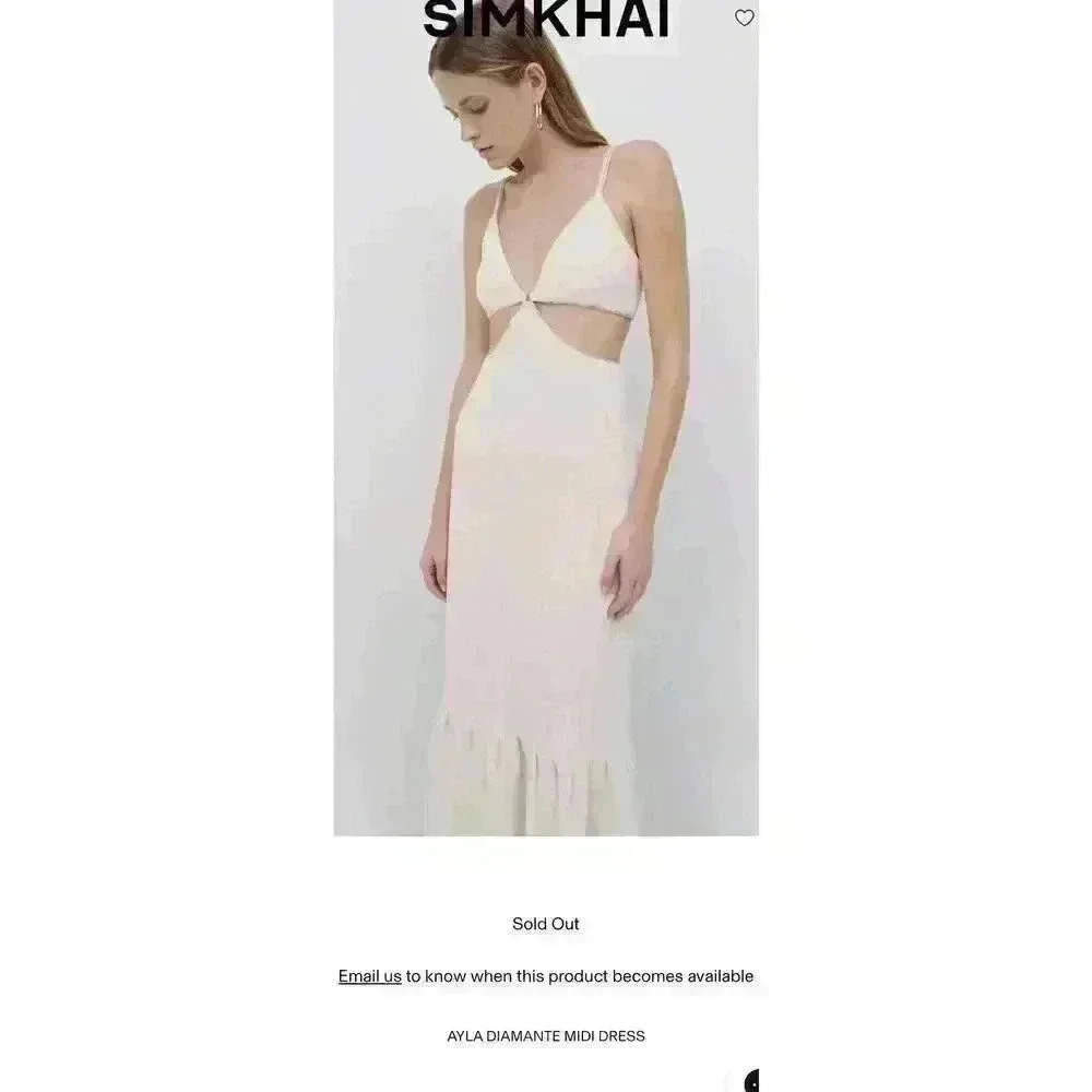 Jonathan Simkhai Ayla Diamante Midi Dress in Egret Sz O Retails $798 Brand New - Picture 2 of 4